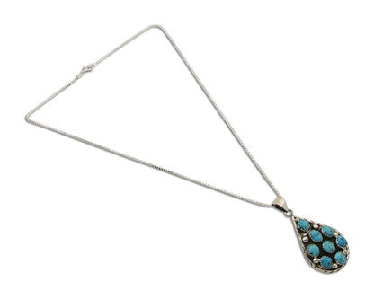 Navajo Necklace 925 Silver Natural Blue Turquoise Artist Signed B Yazzie C.80's