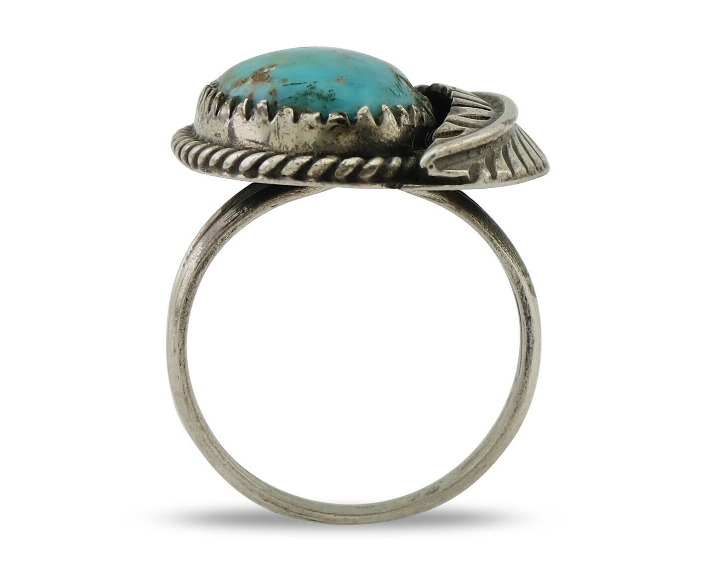 Navajo Ring 925 Silver Blue Kingman Turquoise Native American Artist C.80's