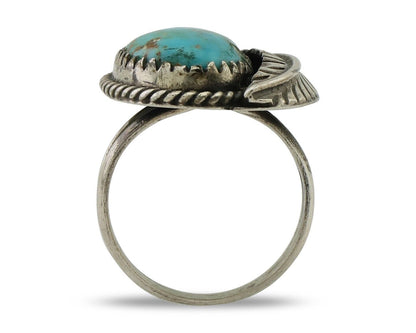 Navajo Ring 925 Silver Blue Kingman Turquoise Native American Artist C.80's
