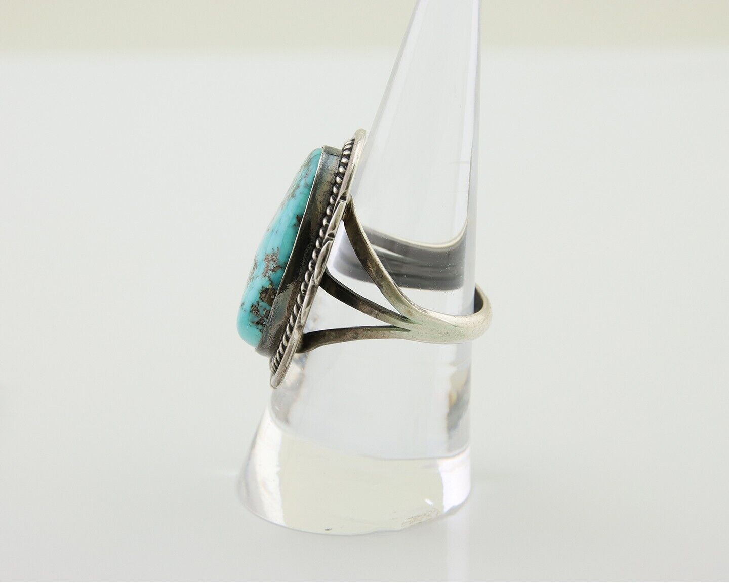 Navajo Ring 925 Silver Blue Turquoise Native American Artist C.80's