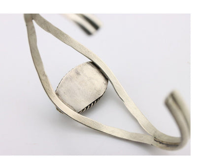 Navajo Bracelet 925 Silver Sleeping Beauty Turquoise Native American Artist C80s