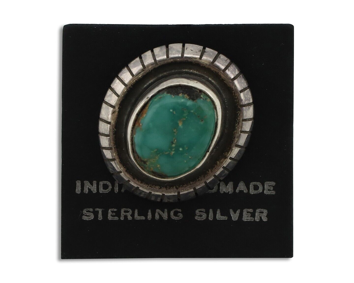 Navajo Tie Tack 925 Silver Natural Mined Turquoise Native American Artist C.80's