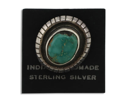 Navajo Tie Tack 925 Silver Natural Mined Turquoise Native American Artist C.80's