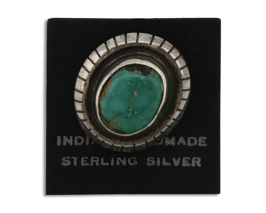 Navajo Tie Tack 925 Silver Natural Mined Turquoise Native American Artist C.80's