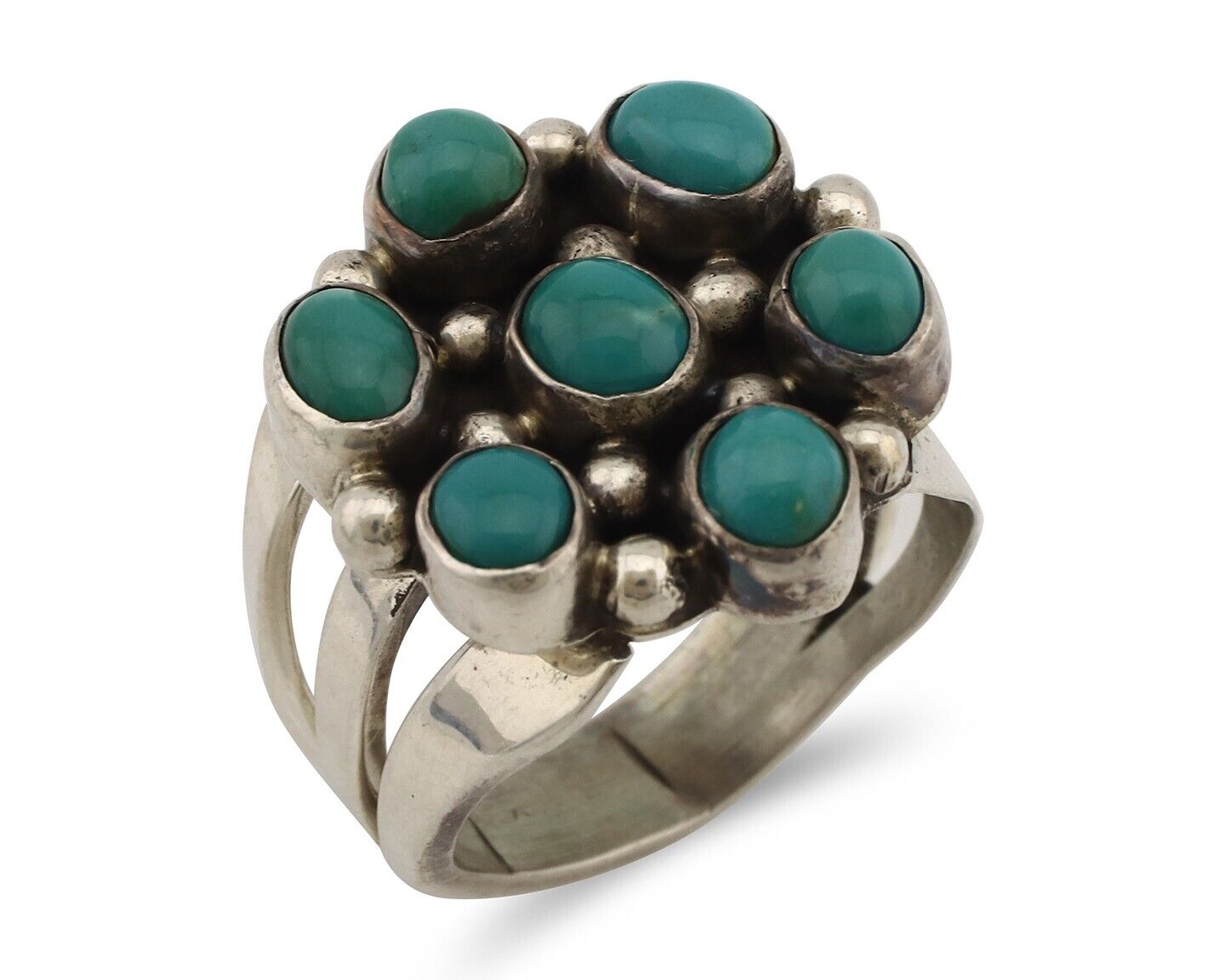 Navajo Ring .925 Silver Natural Blue Turquoise Native American Artist C.80's