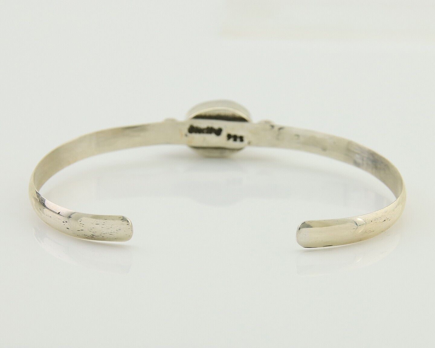 Navajo Cuff Bracelet Spiderweb Turquoise 925 Silver Native American Artist C.80s