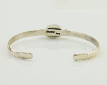 Navajo Cuff Bracelet Spiderweb Turquoise 925 Silver Native American Artist C.80s