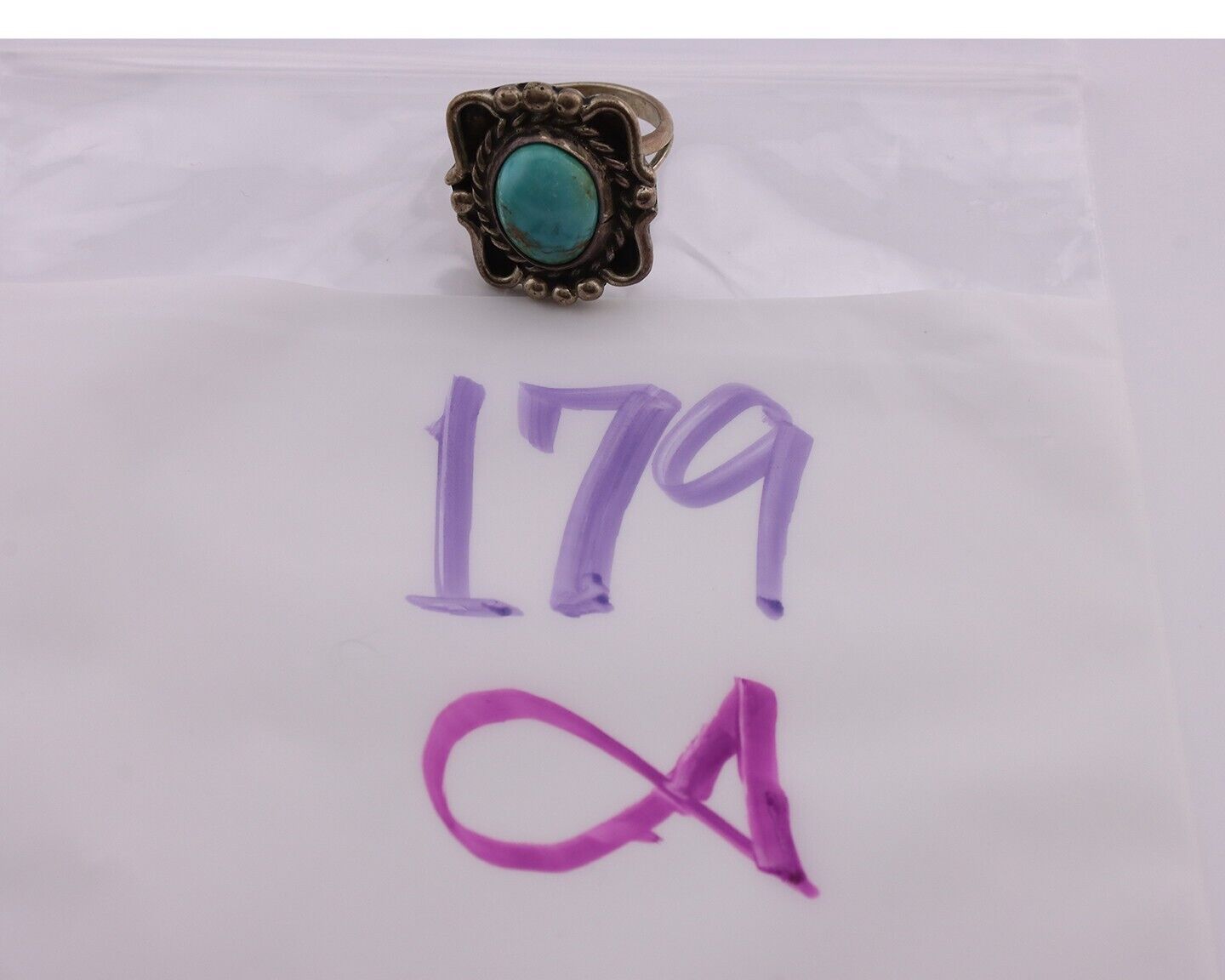 Navajo Ring 925 Silver Blue Turquoise Native American Artist C.80's