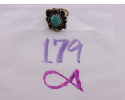 Navajo Ring 925 Silver Blue Turquoise Native American Artist C.80's