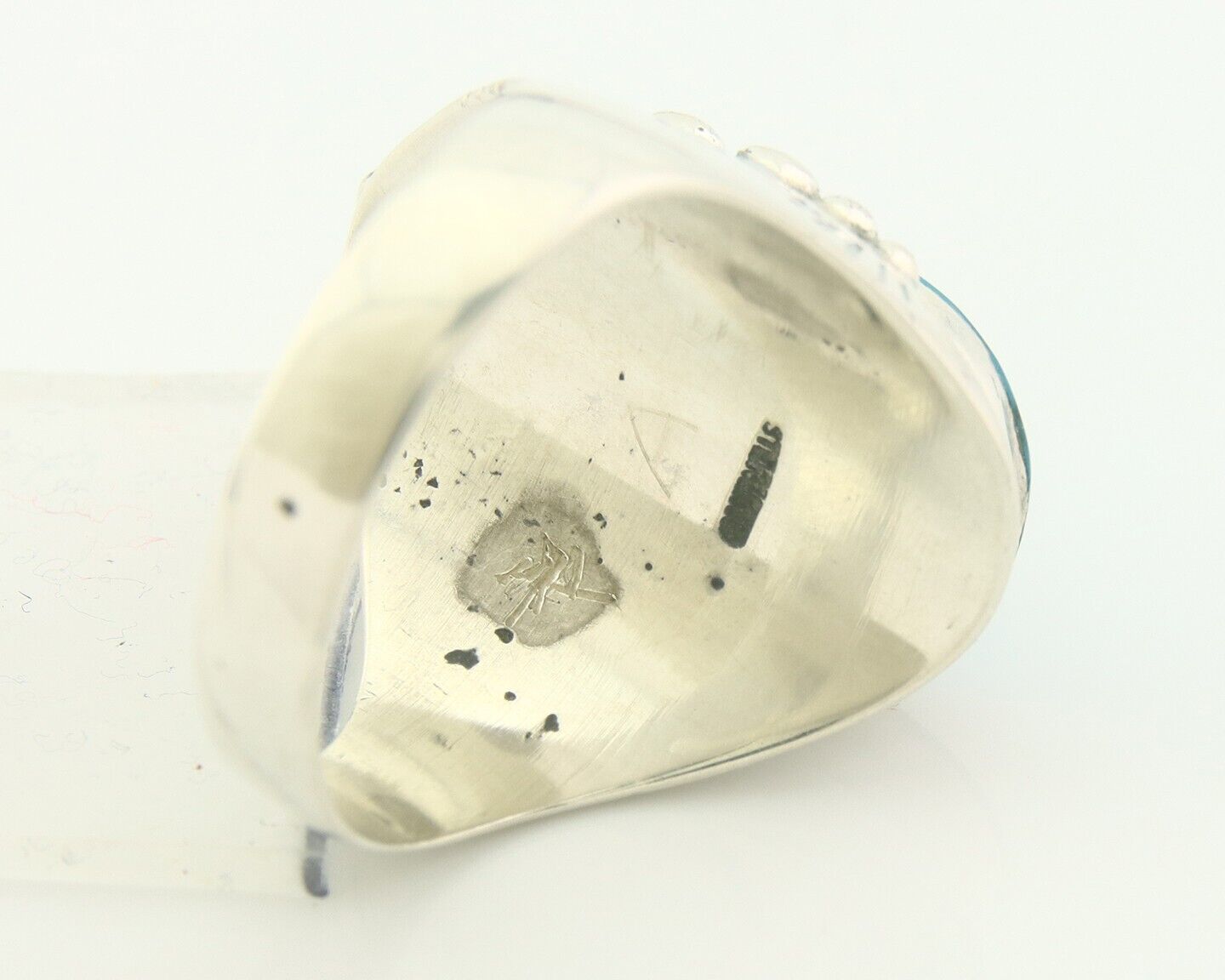 Navajo Men Ring 925 Sterling Natural Blue Turquoise Native Artist C80s Size 14.5