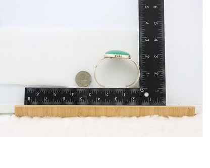 Navajo Cuff Bracelet Sterling Silver Malachite Vintage Signed A Whitegoat