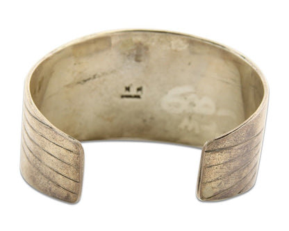 Navajo Bracelet .925 Silver Red Coral Cuff Artist Signed NP C.80's