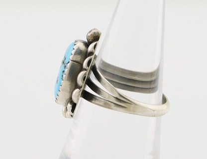 Navajo Ring 925 Silver Sleeping Beauty Turquoise Artist Signed SC C.80's