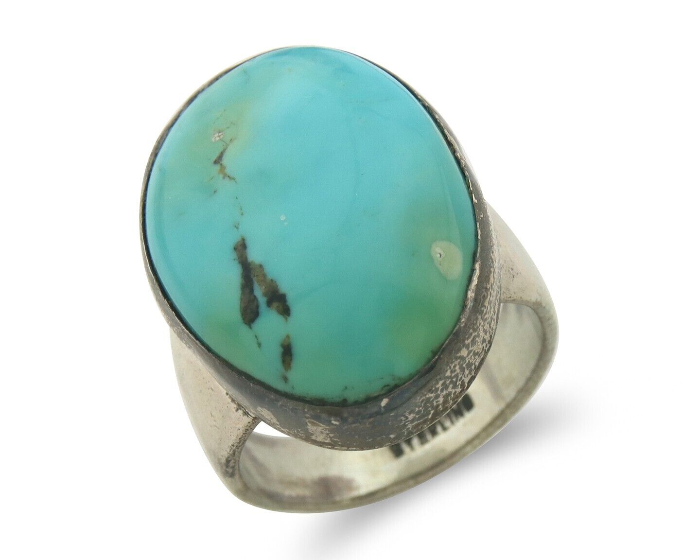 Navajo Ring 925 Sterling Turquoise Handmade Signed M Montoya C.80's Sz 9.75