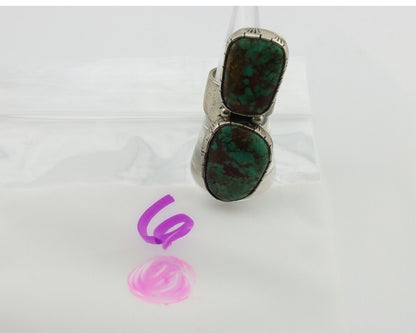 Navajo Ring 925 Silver Natural Green Turquoise Artist Signed M Guerro C.80's