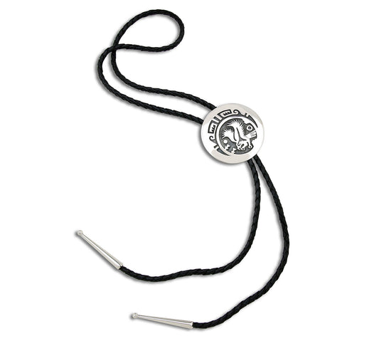 Navajo Artist Sharon Cisco Round Eagle Scenic 925 Solid Sterling Silver Bolo Tie