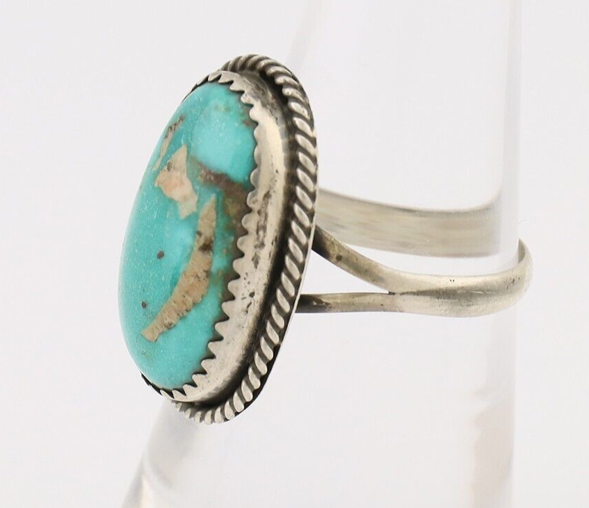 Navajo Handmade Ring 925 Silver Turquoise Native American Artist C.80's