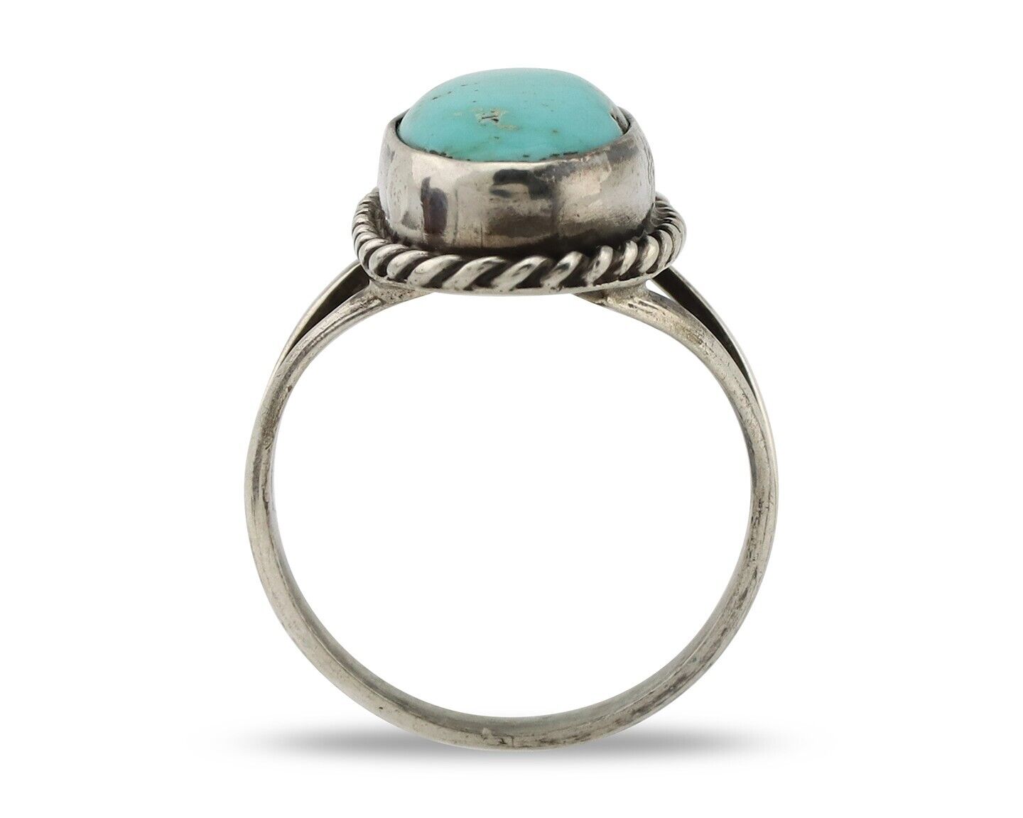 Navajo Ring 925 Silver Kingman Turquoise Artist Native American Signed C.80's