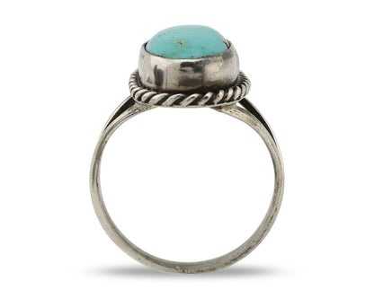 Navajo Ring 925 Silver Kingman Turquoise Artist Native American Signed C.80's