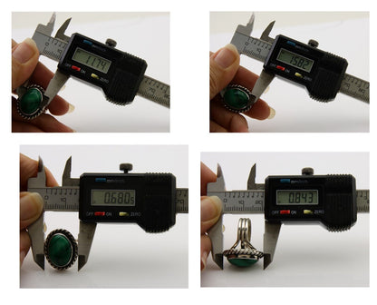 Navajo Ring 925 Silver Natural Malachite Native American Artist C.80's