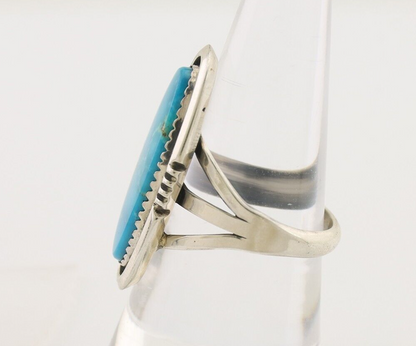 Navajo Ring 925 Silver Natural Blue Turquoise Native American Artist C.80's