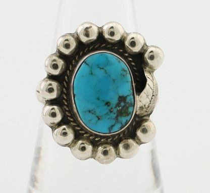 Navajo Ring 925 Silver Blue Turquoise Native American Artist C.80's