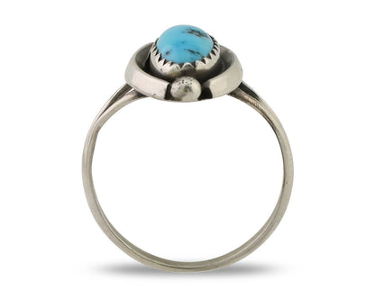 Navajo Ring 925 Silver Sleeping Beauty Turquoise Artist Signed SC C.80's