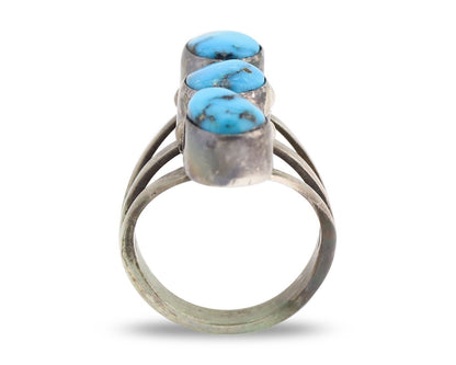 Navajo 3 Stone Ring 925 Silver Turquoise Native American Artist C.80's
