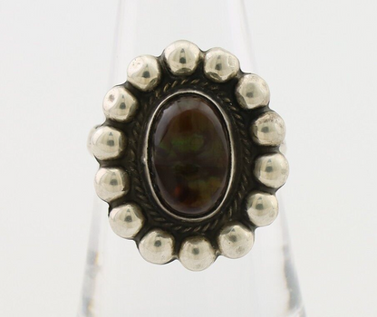Navajo Handmade Ring 925 Silver Natural Fire Opal Native Artist Size 7.5 C.80's