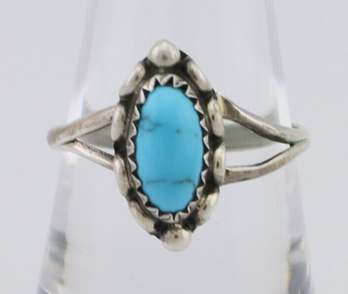 Navajo Handmade Ring 925 Silver Sleeping Beauty Turquoise Artist Signed SC C80s