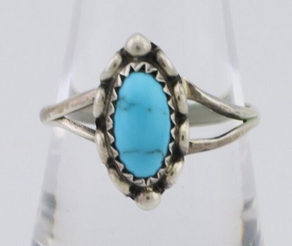 Navajo Handmade Ring 925 Silver Sleeping Beauty Turquoise Artist Signed SC C80s