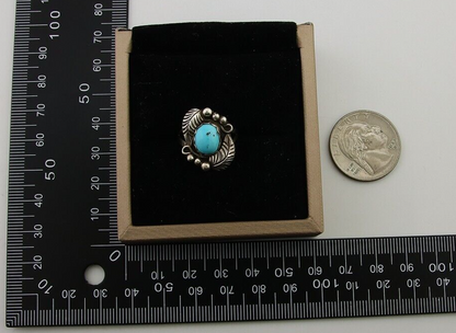 Navajo Ring 925 Sterling Silver Blue Turquoise Native American Artist C.80's