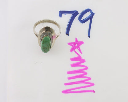 Navajo Ring 925 Silver Kingman Turquoise Artist Signed Kachina C.80's