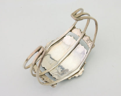 Men Navajo Bracelet 925 Silver Natural Blue Turquoise Signed Benson Yazzie C80s