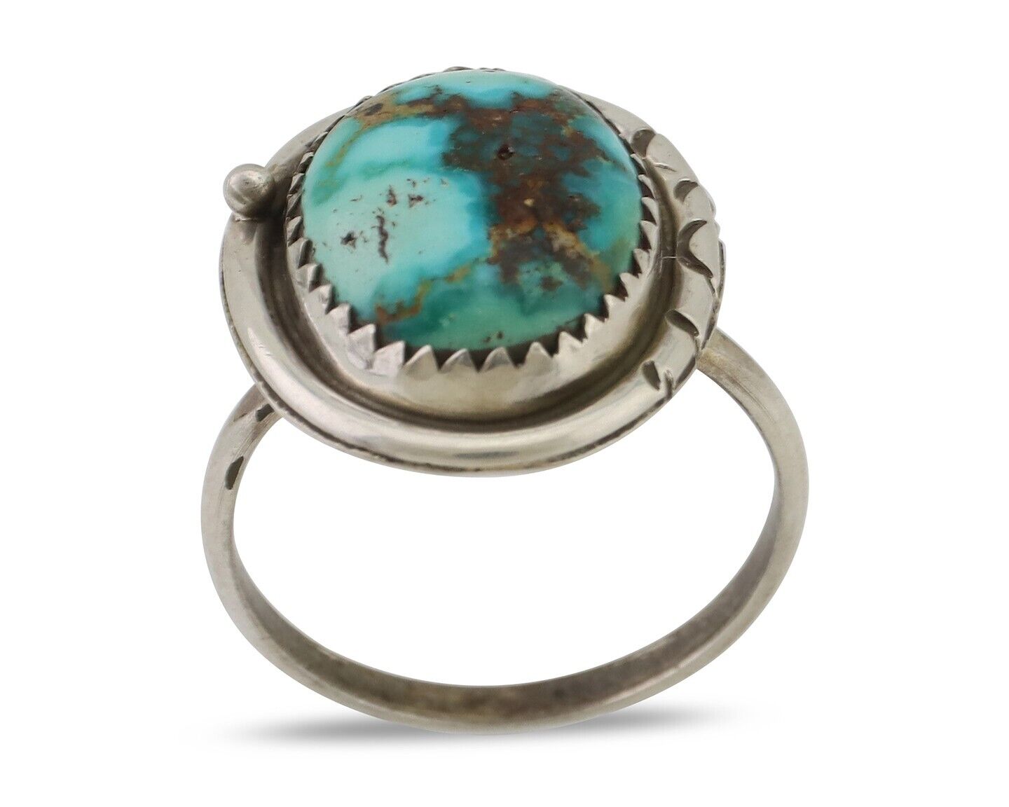 Navajo Ring 925 Silver Natural Turquoise Native American Artist C.80's