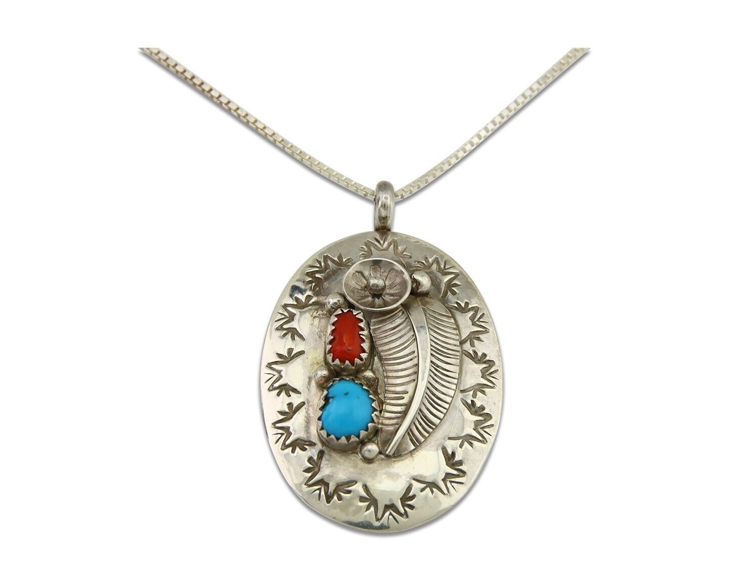 Navajo Necklace 925 Silver Spiderweb Turquoise Native American Artist C.80's