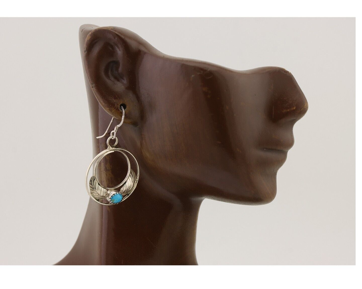 Navajo Handmade Dangle Earrings 925 Silver Blue Turquoise Native Artist C.80's