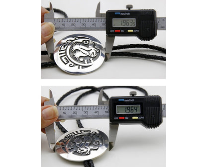 Navajo Artist Sharon Cisco Round Eagle Scenic 925 Solid Sterling Silver Bolo Tie