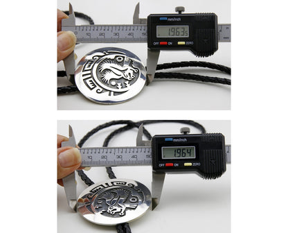 Navajo Artist Sharon Cisco Round Eagle Scenic 925 Solid Sterling Silver Bolo Tie