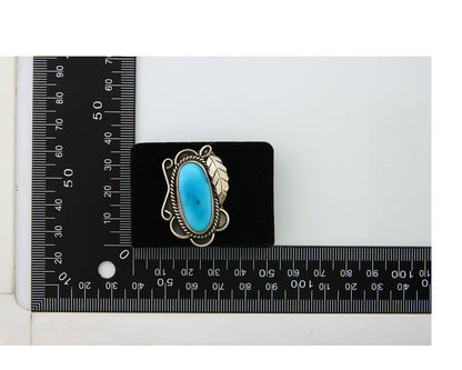 Navajo Ring 925 Sterling Blue Turquoise Native American Artist C.80's