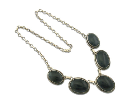 Vintage Navajo Necklace 925 Silver Natural Onyx Native Artist