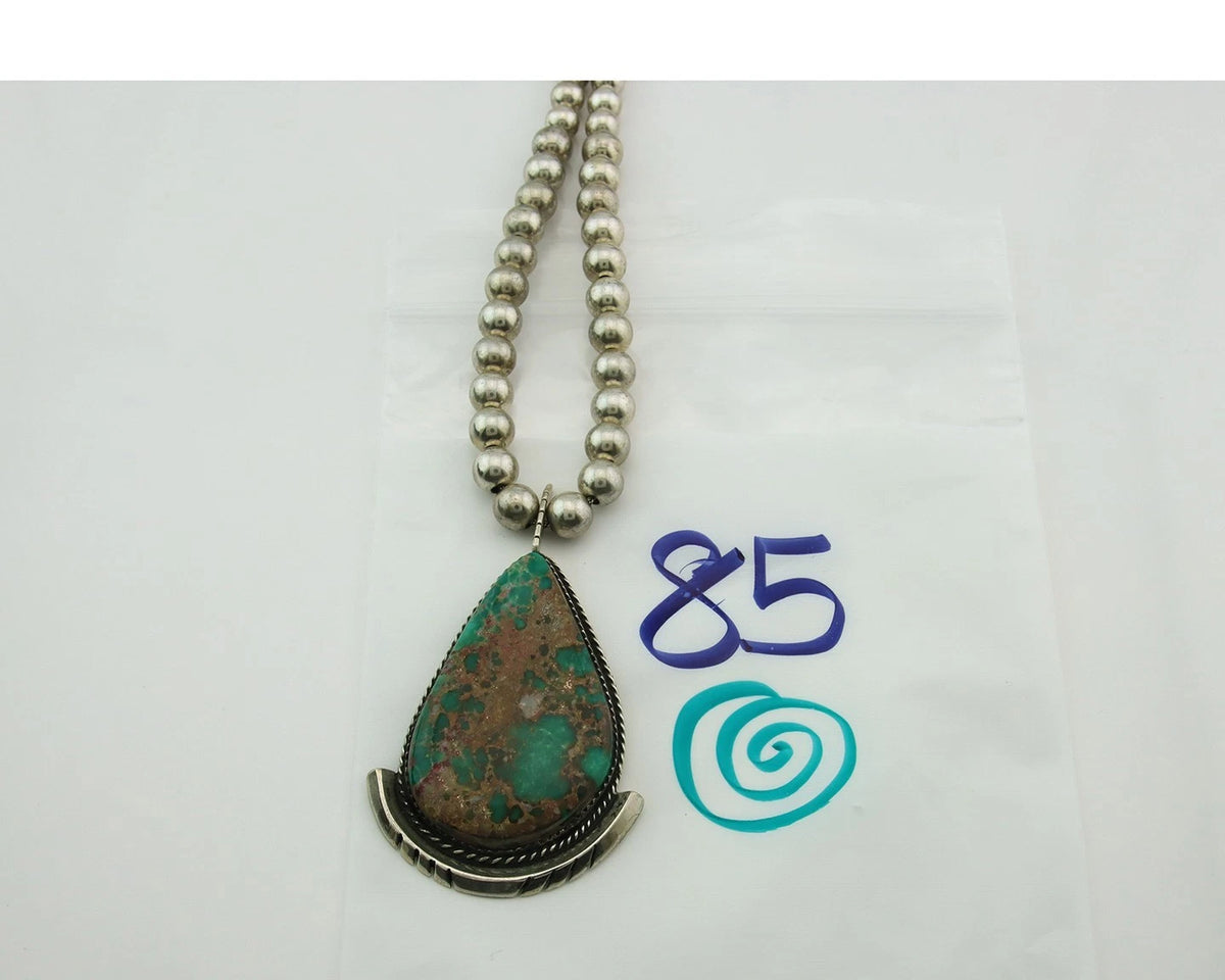 Navajo Necklace 925 Sterling Silver Turquoise Vintage 6mm 18in long C.80's