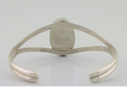 Navajo Cuff Bracelet 925 Silver Green Turquoise Signed Wilbur Musket Jr C.90's