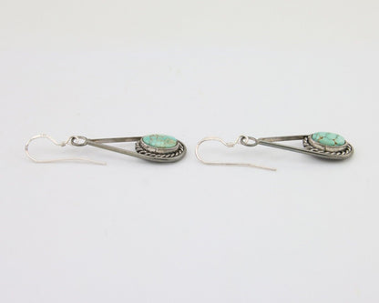 Navajo Dangle Earrings 925 Silver Natural Turquoise Native American Artist C.80s