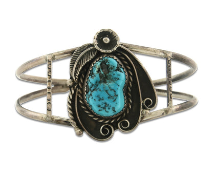 Vintage Navajo Bracelet 925 Silver Blue Turquoise Handmade Signed Herman Lee