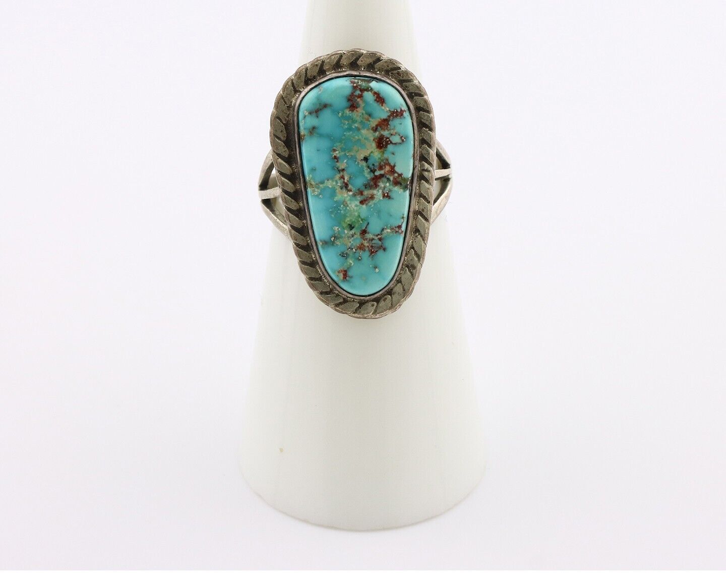 Navajo Ring .925 Silver Blue Turquoise Artist Signed Doug Zachary C.80's