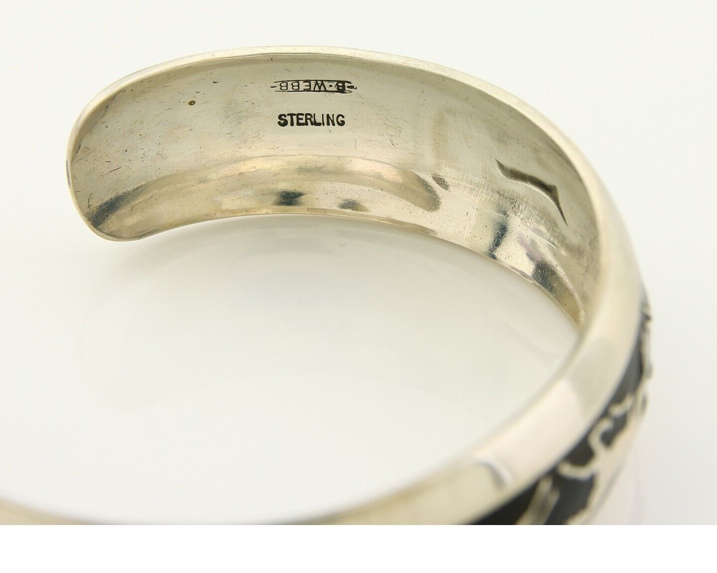 Navajo Bracelet 925 Silver Handmade Cuff Artist Signed B Webb C.80's