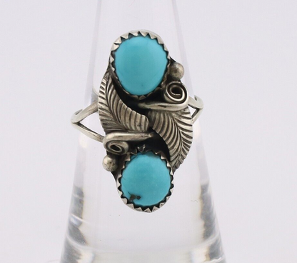 Navajo Ring 925 Silver Natural Blue Turquoise Native American Artist C.80's