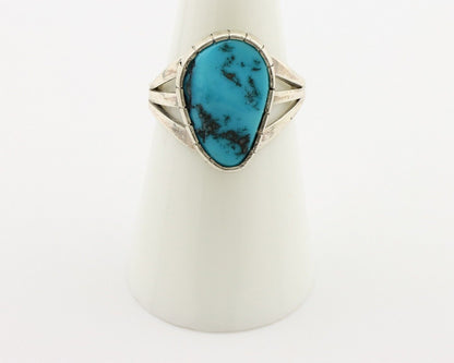 Navajo Ring 925 Silver Sleeping Beauty Turquoise Artist Signed SS C.80's