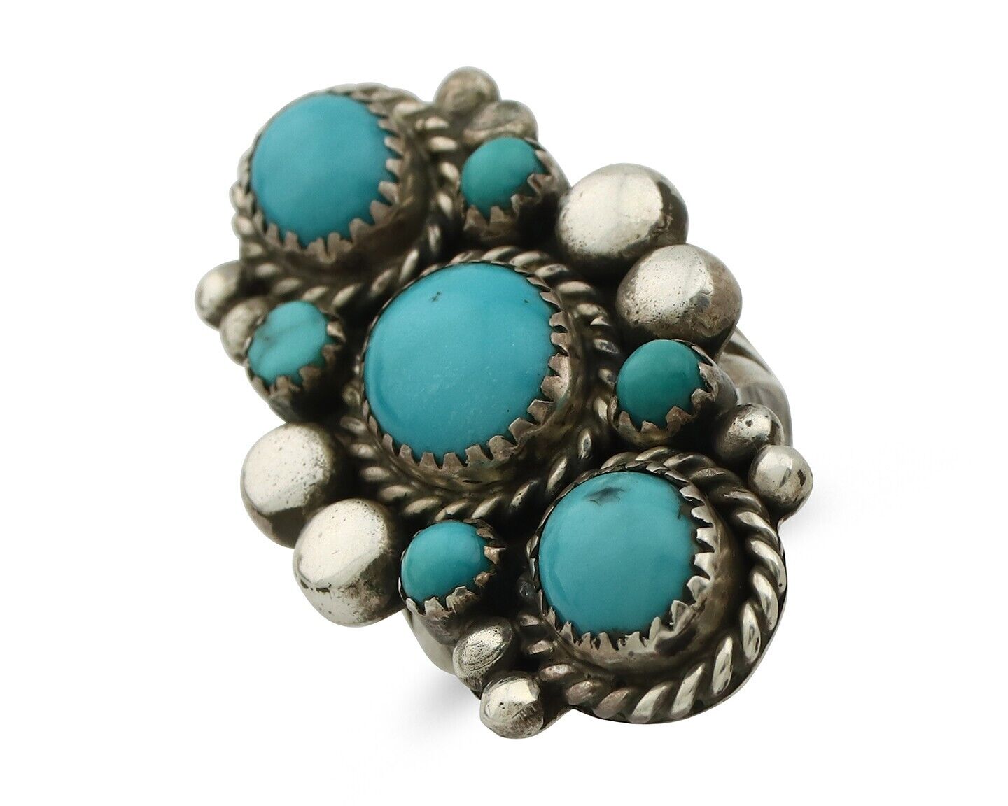 Navajo Ring 925 Silver Blue Turquoise Artist Signed M Charlie C.80's